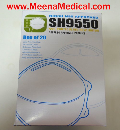 NIOSH Approved SH9550 N95 Particulate Respirator Mask